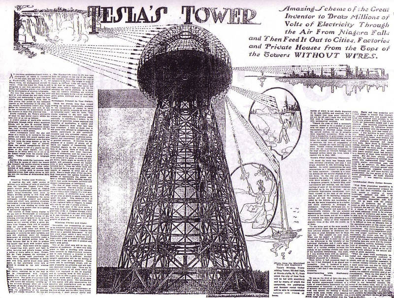 La torre de tesla en los periodico de la época