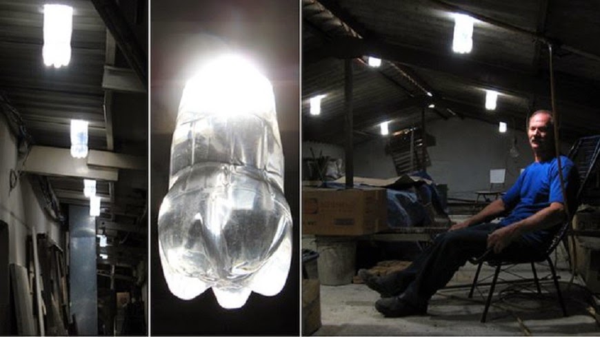 Botellas de plástico PET se convierten en eficaces lámparas de 50 W