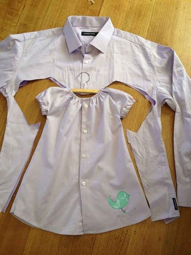 Cómo convertir camisas de papa en vestidos de niña