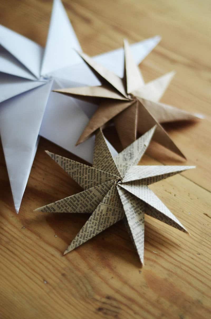Como hacer estrellas con papel reciclado