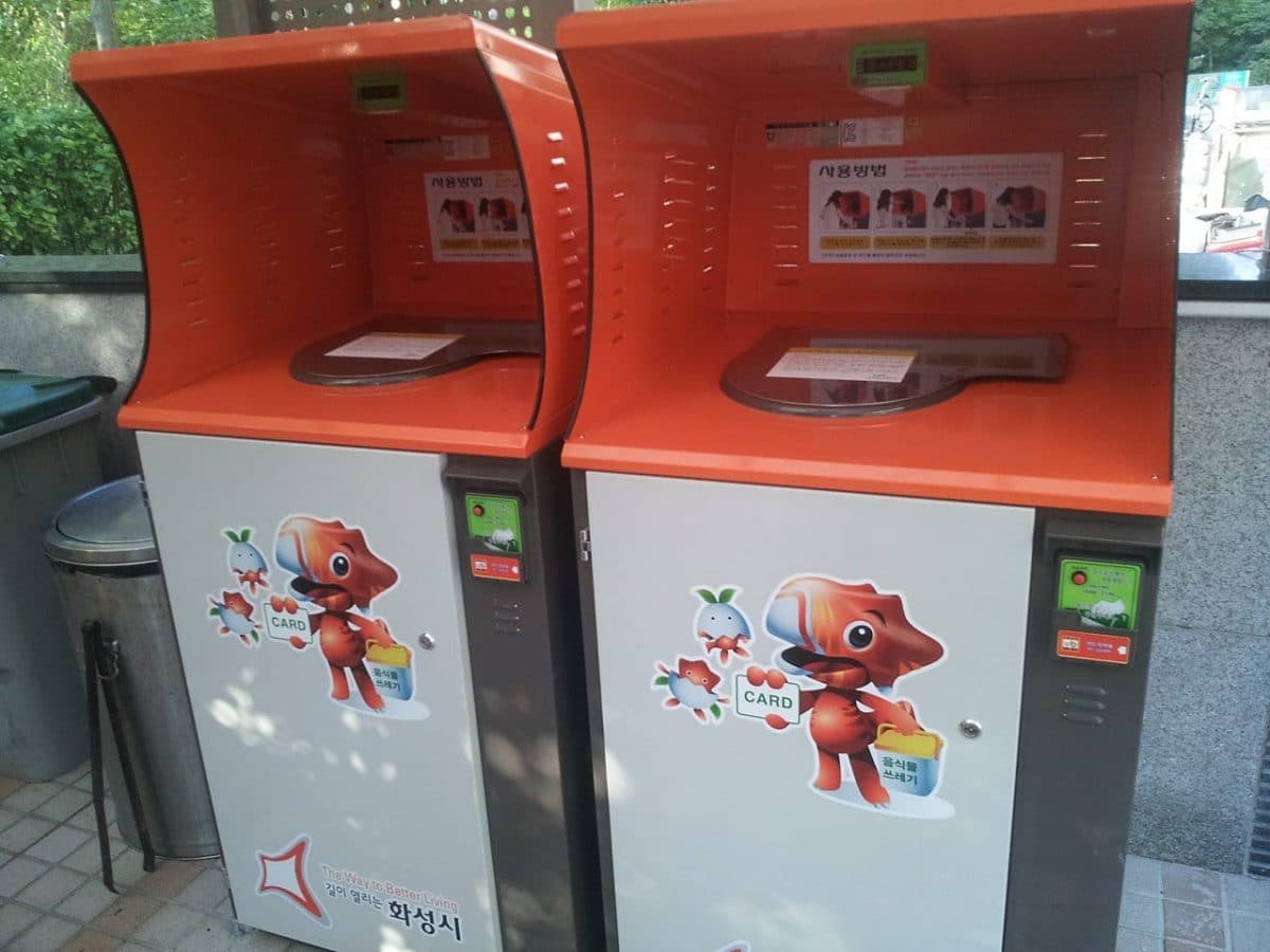 Máquinas de reciclaje de residuos alimenticios en Seul.