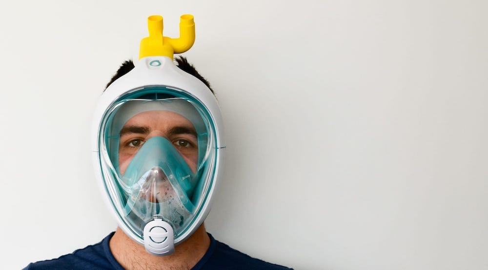 MÁSCARA DE SNORKEL como máscaras de emergencia para los ventiladores de hospitales