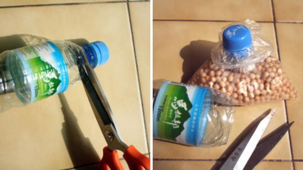 Truco sencillo para cerrar bolsas de comida reutilizando botellas de plástico