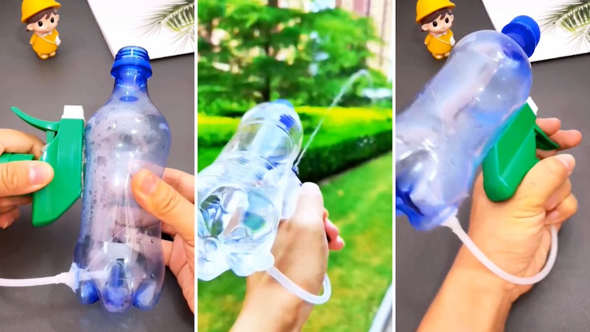 Cómo hacer una pistola de agua con una botella de plástico y un atomizador reciclado