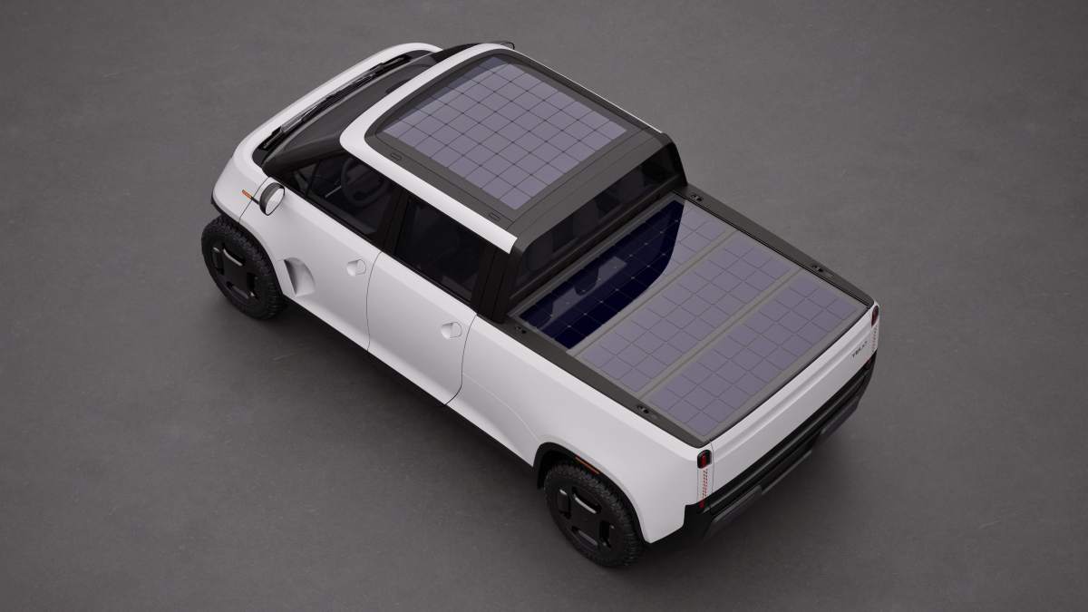 Telo MT1, la camioneta eléctrica urbana y para aventuras más eficiente del mundo incorporará paneles solares integrados sobre la cabina, aumentando su autonomía